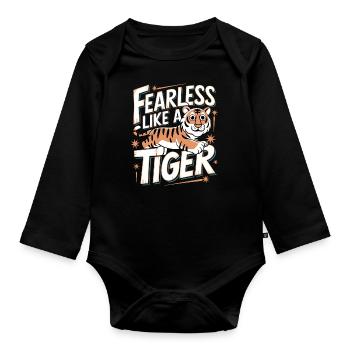 Tiger Tier Zoo Wildtier - Baby Bio-Langarm-Body - Schwarz - Vorne