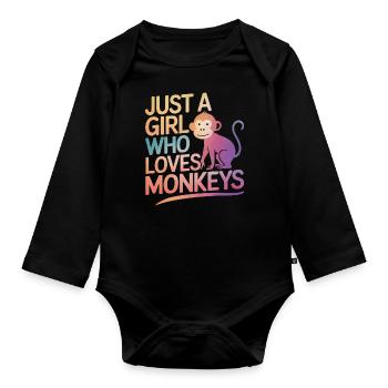 Monkey Monkey Animal Gorilla Chimpanzee - Organic Longsleeve Baby Bodysuit - black - Front
