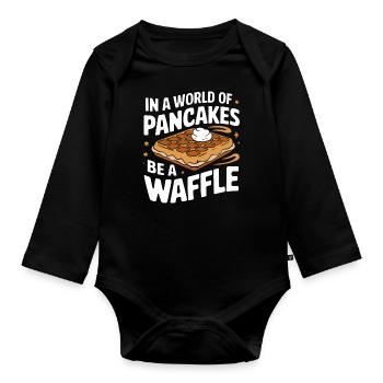 Waffeln Frühstück Süßigkeiten - Baby Bio-Langarm-Body - Schwarz - Vorne