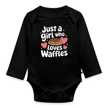 Waffeln Frühstück Süßigkeiten - Baby Bio-Langarm-Body - Schwarz - Vorne