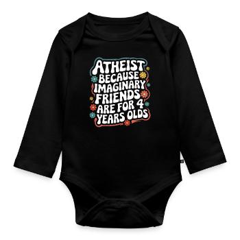 Atheism, Atheist, Anti-Religion, Agnostic - Organic Longsleeve Baby Bodysuit - black - Front