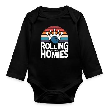 Bowling Bowler Pin Ball Bowling Ball - Body Bébé bio manches longues - noir - Devant