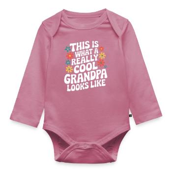 Papy Grand-père Famille Fête des pères - Body Bébé bio manches longues - mauve - Devant