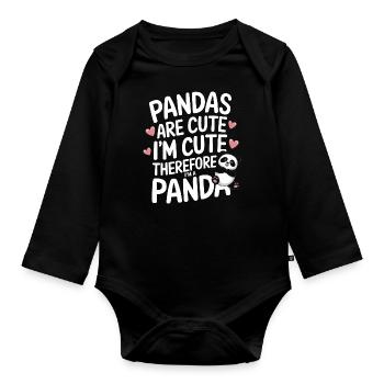 Panda Ours Panda Animal Pandas - Body Bébé bio manches longues - noir - Devant