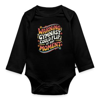 Turnen Turner Gymnastik - Baby Bio-Langarm-Body - Schwarz - Vorne