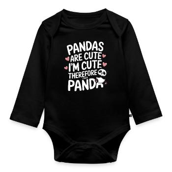 Pandabär Panda Tier Pandas - Baby Bio-Langarm-Body - Schwarz - Vorne