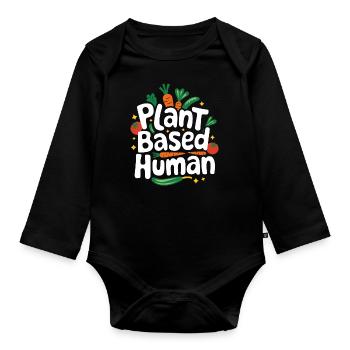 Végétarien Végétalien Végétarien Végétarien - Body Bébé bio manches longues - noir - Devant