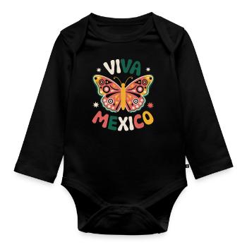 Mexico Mexico Mexican Spanish - Organic Longsleeve Baby Bodysuit - black - Front