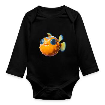 Poisson-globe sucré - Body Bébé bio manches longues - noir - Devant