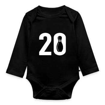 20 Bowling Bowler 20 - Organic Longsleeve Baby Bodysuit - black - Front