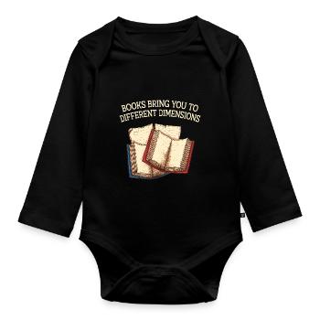 Bücher bringen Sie zu verschiedenen Dimensionen Bu - Baby Bio-Langarm-Body - Schwarz - Vorne