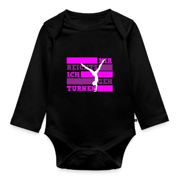 Mir reichts ich geh turnen Turnerin - Baby Bio-Langarm-Body - Schwarz - Vorne