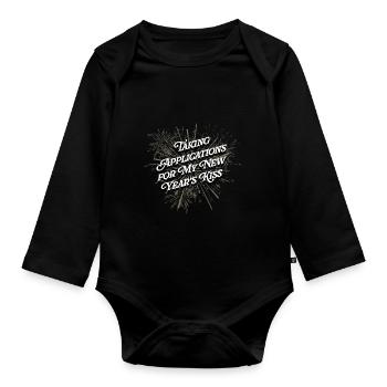 Applications for my New Year's Kiss Single funny - Organic Longsleeve Baby Bodysuit - black - Front