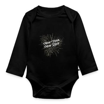 Neujahr Neues Essen Food Happy New Year Foodie Nye - Organic Longsleeve Baby Bodysuit - black - Front