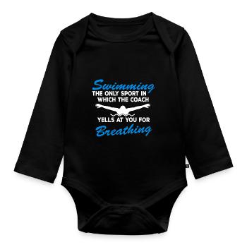 Drôle d’entraîneur de natation de l’équipe de natation - Schwim - Body Bébé bio manches longues - noir - Devant