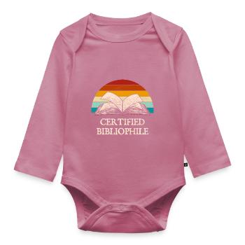 Bibliophile certifié Witzig Book Lover H - Body Bébé bio manches longues - mauve - Devant