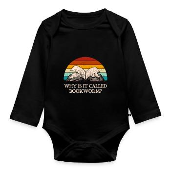 Pourquoi s’appelle-t-il Bookworm Funny Book Lover Humor Boo - Body Bébé bio manches longues - noir - Devant