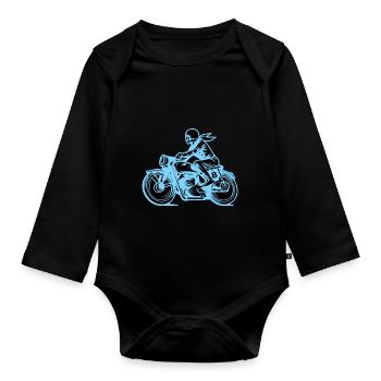 Motorcycling is my hobby bike gift idea - Organic Longsleeve Baby Bodysuit - black - Front