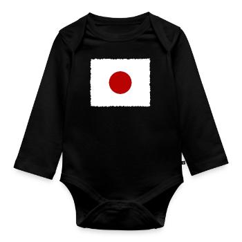 Japan Flagge Used Look Nihon Japanische Fahne - Baby Bio-Langarm-Body - Schwarz - Vorne