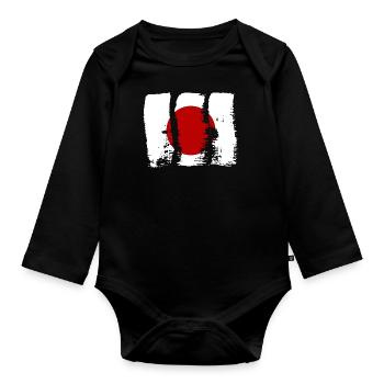 Japan Flagge Used Look Nihon Japanische Fahne - Baby Bio-Langarm-Body - Schwarz - Vorne