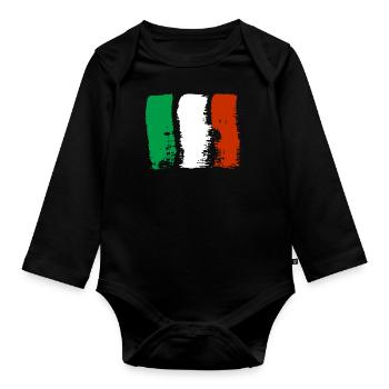 Drapeau de l’Italie Drapeau italien vintage Look vieilli - Body Bébé bio manches longues - noir - Devant