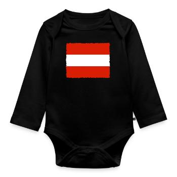 Austria Flag Austria Austrian Flag AT - Organic Longsleeve Baby Bodysuit - black - Front
