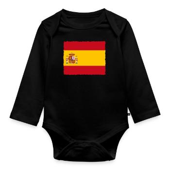 Spain Flag Vintage Spanish Flag Distressed Look - Organic Longsleeve Baby Bodysuit - black - Front