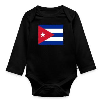 Cuba Flag Caribbean Vacation Cuba Travel Havana - Organic Longsleeve Baby Bodysuit - black - Front