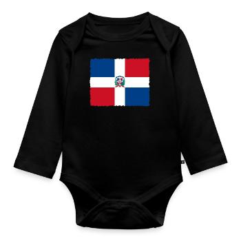Dominican Republic Flag Dom Rep Flag Travel - Organic Longsleeve Baby Bodysuit - black - Front