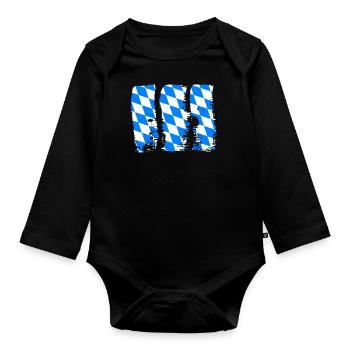 Bavaria Flag Used Look Bavarian Flag Vintage - Organic Longsleeve Baby Bodysuit - black - Front