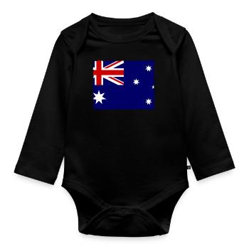 Drapeau de l’Australie sous le drapeau australien - Body Bébé bio manches longues - noir - Devant