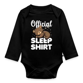 Bear Bears Baby Official Sleep Shirt Lazy Relax - Organic Longsleeve Baby Bodysuit - black - Front