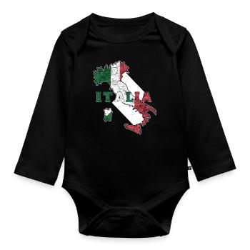 Italy - Organic Longsleeve Baby Bodysuit - black - Front