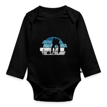 Curling sur glace Curling Retro Cadeau - Body Bébé bio manches longues - noir - Devant