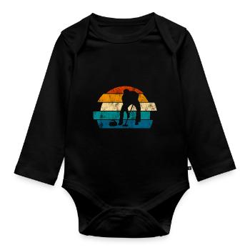 Ice Curling Curler Curling Retro Gift - Organic Longsleeve Baby Bodysuit - black - Front