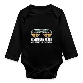 Kennebunk Beach Welcome to Freedom Holiday Jump - Organic Longsleeve Baby Bodysuit - black - Front