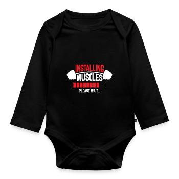 Install muscles Please wait - Organic Longsleeve Baby Bodysuit - black - Front