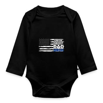 Funny saying USA American flag Dada - Organic Longsleeve Baby Bodysuit - black - Front