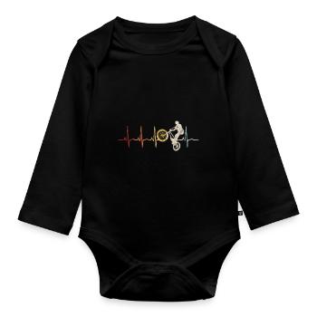 BMX Bike Bike Heartbeat Bicycle Motocross - Organic Longsleeve Baby Bodysuit - black - Front