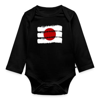 Drapeau du Japon Look Usé Nihon Drapeau Japonais - Body Bébé bio manches longues - noir - Devant