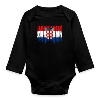 Kroatien Flagge Adria Zagreb Kroatische Fahne - Baby Bio-Langarm-Body - Schwarz - Vorne