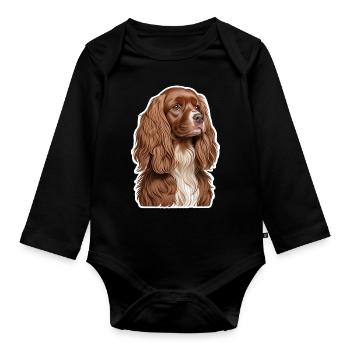 Kingston Cavalier Spaniel - Organic Longsleeve Baby Bodysuit - black - Front