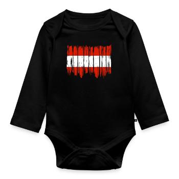 Austria Flag Austria Austrian Flag AT - Organic Longsleeve Baby Bodysuit - black - Front
