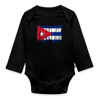 Kuba Flagge Karibik Urlaub Cuba Reise Havanna - Baby Bio-Langarm-Body - Schwarz - Vorne