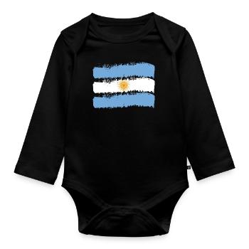 Drapeau de l’Argentine Amérique du Sud Drapeau de l’Argentine - Body Bébé bio manches longues - noir - Devant