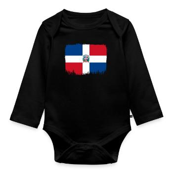 Dominican Republic Flag Dom Rep Flag Travel - Organic Longsleeve Baby Bodysuit - black - Front