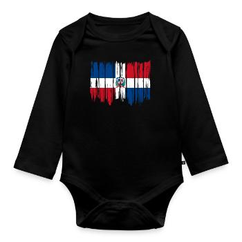Dominican Republic Flag Dom Rep Flag Travel - Organic Longsleeve Baby Bodysuit - black - Front