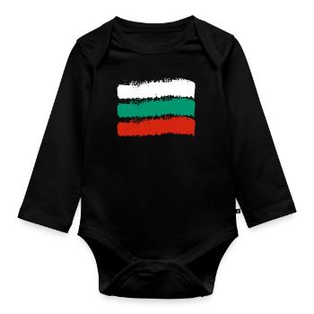 Bulgarien Flagge Bulgarische Fahne Goldstrand - Baby Bio-Langarm-Body - Schwarz - Vorne