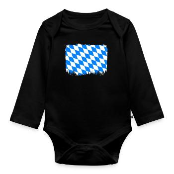Drapeau de Bavière utilisé Look drapeau bavarois Vintage - Body Bébé bio manches longues - noir - Devant