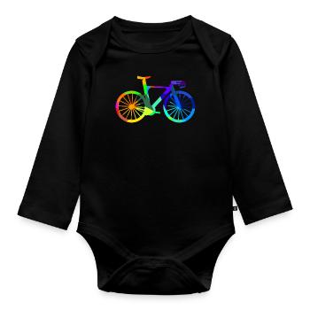 Road Bike Triathlon Rainbow Polygon Bike - Organic Longsleeve Baby Bodysuit - black - Front